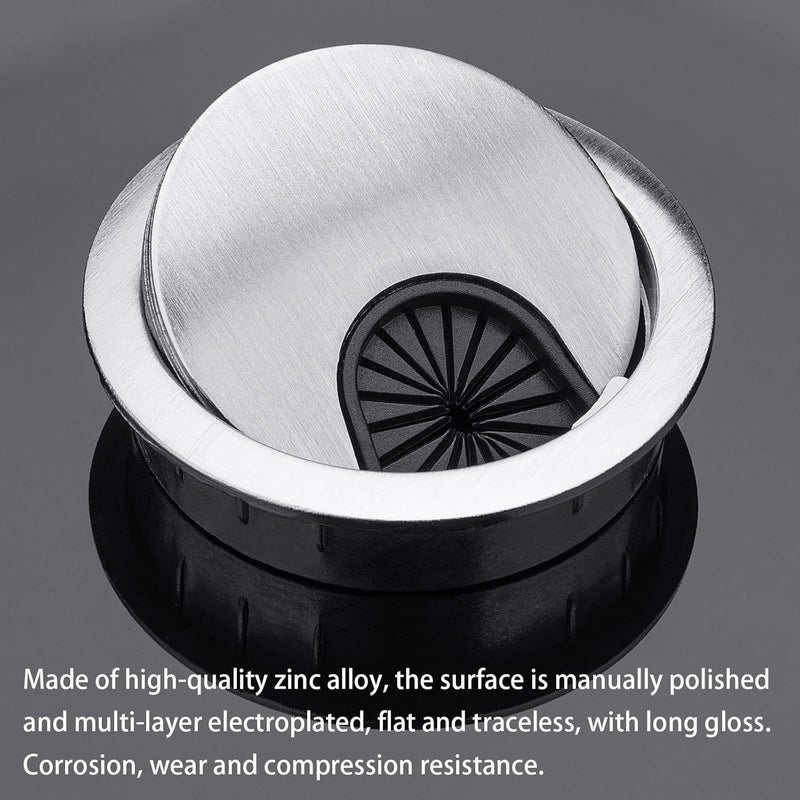 Petutu 4 Pack 2 Inch Metal Desk Grommet for Wire Organizer, Brushed Silver - Image 5